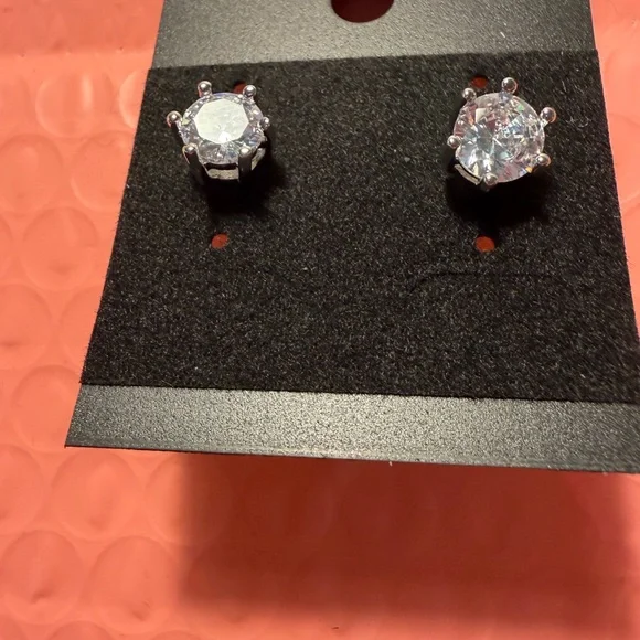 New White Moissanite Six-Prong stud Earrings - Picture 7 of 11